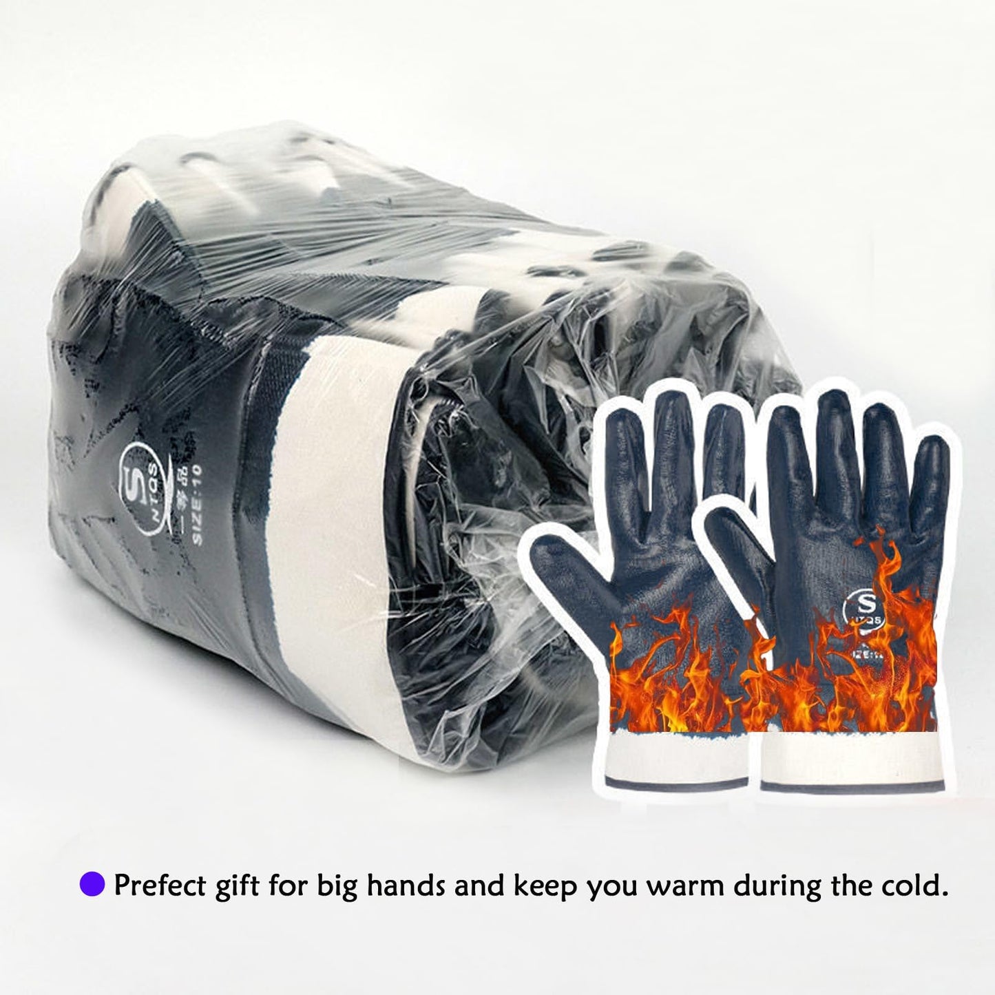 Blue Oil Gloves for Men,Large Oil Resistant Gloves for Fuel Haulers & Truck Drivers,Nitrile Coated Work Gloves 6 Pairs Bulk Pack