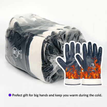Blue Oil Gloves for Men,Large Oil Resistant Gloves for Fuel Haulers & Truck Drivers,Nitrile Coated Work Gloves 6 Pairs Bulk Pack
