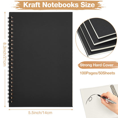 Epakh 36 Pack Blank Spiral Notebook Unlined Notebook Bulk A5 Soft Cover Students Sketchpads Memo Notepad for Drawing Art Back to School Gifts 100 Pages/ 50 Sheets, 8.3 x 5.5 Inches(Black)