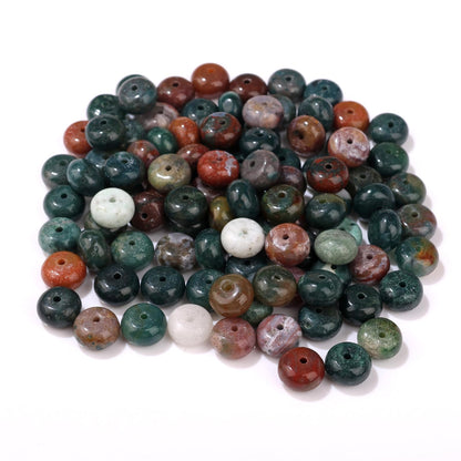 Raicegs 100pcs 5×8mm Rondelle India Agate Beads Natural Gemstone Beads Abacus Disk Stone Loose Beads for Jewelry Making DIY Bracelets Necklace