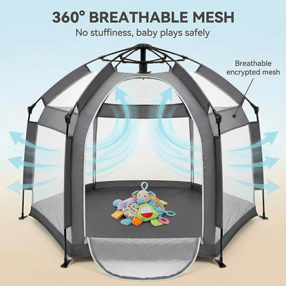 Palopalo Black Pop Up Baby Beach Tent - UPF50+ Sun Protection Canopy & Mosquito Net, Instant Setup Portable Playpen for Indoor & Outdoor Play, Lightweight Pack and Play Yard