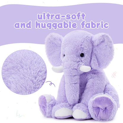 MorisMos Large Elephant Stuffed Animal, 19.6inch Soft Stuffed Elephant Plush Companion Gifts for Girls Boys, Purple