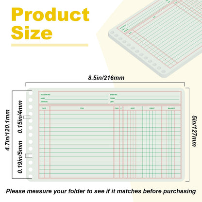 Skyygemm 200 Pcs Ledger Sheets 5" x 8.5" Extra Sheets Ledger Paper Books for Bookkeeping Columnar Pad for Business Accounts Payable Receivable with Debit Credit Balance Columns