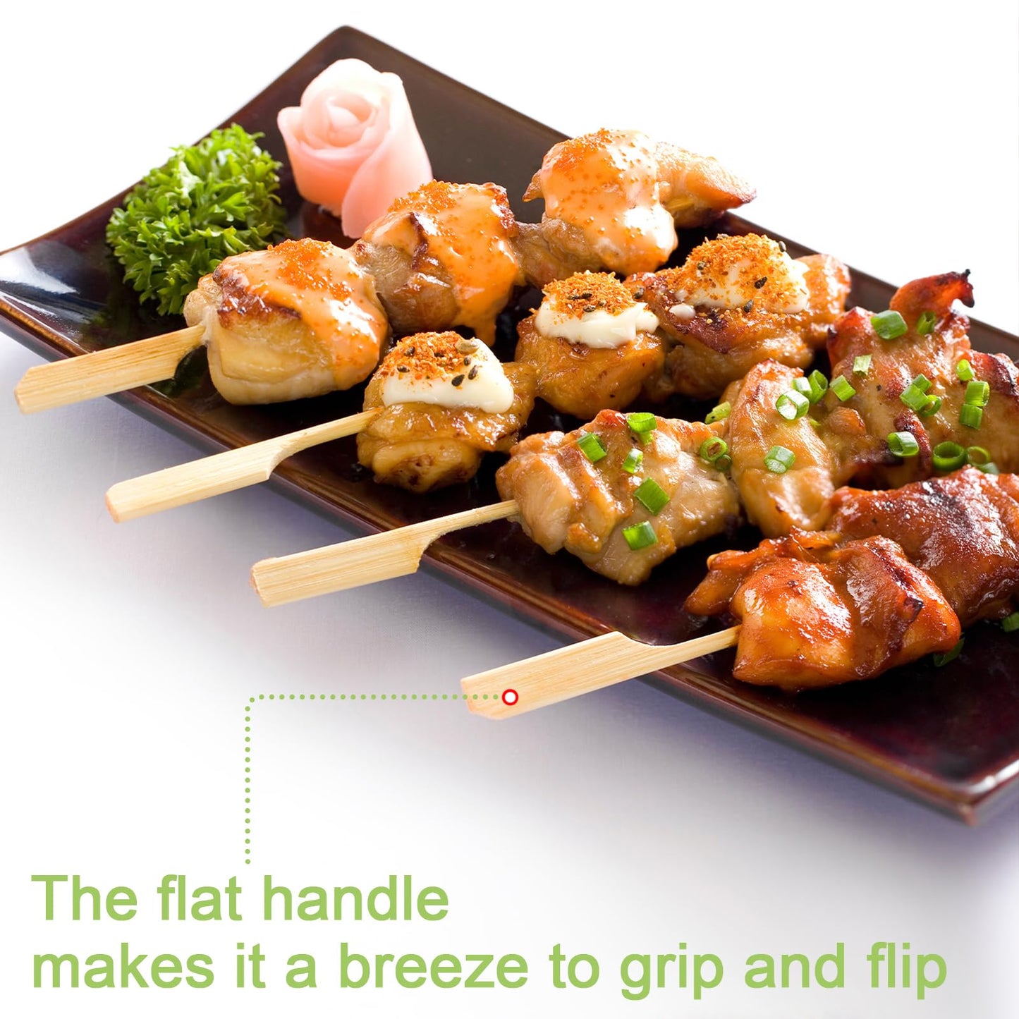 1200 Pieces Bamboo Appetizer Skewers 4.7 Inch, Cocktail Picks Fancy Toothpicks for Appetizers, Flat Wooden Cocktail Skewers Sticks for Party Food Drinks Fruit BBQ, Charcuterie Boards Accessories
