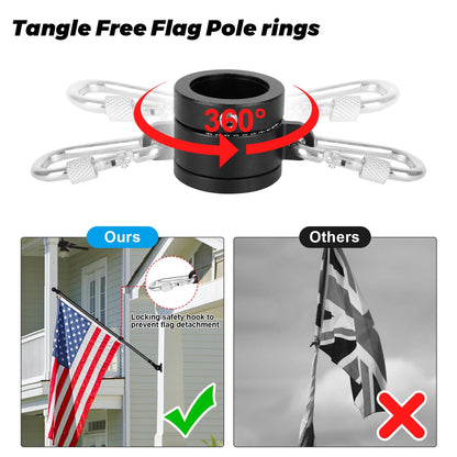 Msnaile 6FT Carbon Fiber Flag Pole, Flagpole for Outside House, Porch Flagpoles, Tangle Free Black Flag Pole Kit, Wind-Resistant, Bend-Resistant, Rust-Free (Includes Bracket, Plain Carbon Fiber)