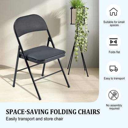 Usnipoya Folding Chairs 10 Pack Black with Padded Seats, 350-LBS Heavy Duty Metal Frame, Portable Design for Commercial Use, Party Events Wedding Outside, No Assembly Required