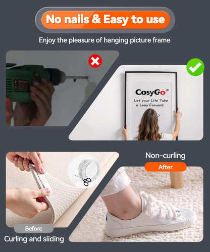 Cosygo Strong Heavy Duty Double Sided Tape, 1.2" x 20FT Extra Large Clear & Tough Removable Nano Tape for Wall Hanging Strip Poster Deco Rug