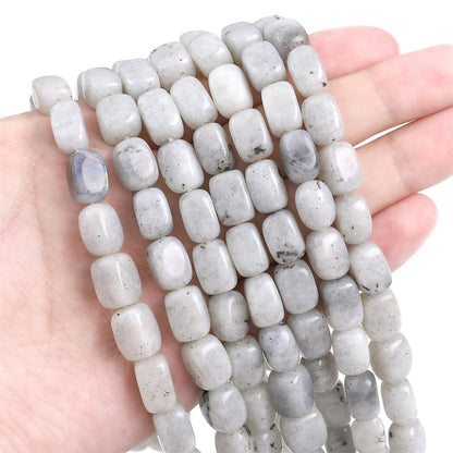 BEADIA Natural Spectrolite Cuboid Stone Loose Semi Gemstone Beads for Jewelry Making 8mmx12mm 38cm/Strand