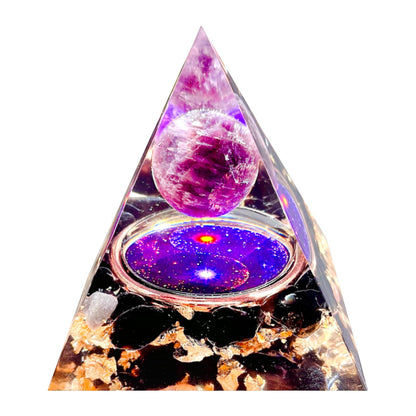 Saefheled Orgone Pyramid Energy Generator,Natural Amethyst&Obsidian Orgonite Crystal Healing Pyramids for Reduce Stress Chakra Reiki Healing Meditation Attracts Lucky and Success,Wealth&Health(6cm)