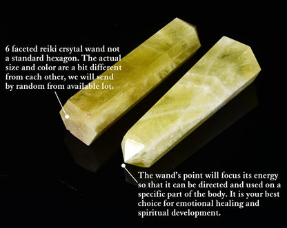 AMOYSTONE Large Lemon Quartz Tower Healing Crystal Obelisk Wand 6 Faceted Reiki Meditation Stone 0.6-1.1 LBS