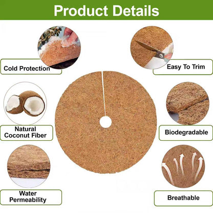 4 Pack 15.7 Inch Coconut Fiber Mulch Ring - Natural Coco Coir Tree Ring Protector Mats, Weed Barrier Plant Discs for Moisture Retention, Indoor Outdoor Trees and Landscaping