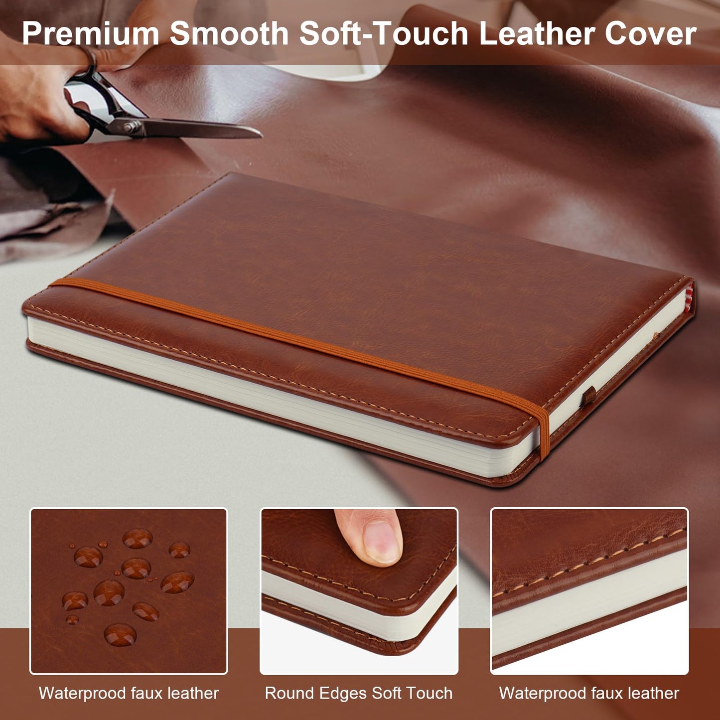 ZCZN 6 Pack Lined Journal Notebooks, 192 Pages A5 Hardcover Leather Journals for Work,Writing,School & Travel, College Ruled Journaling Notebooks for Notes Taking,Diary Notepad (Black*3+Brown*3)