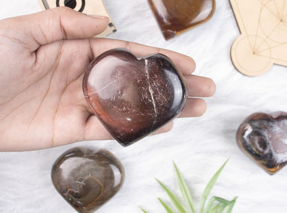 Crocon 50mm Red Tiger Eye Heart stone Big Heart Shape Puff Stones Set 450+ Carats Pocket Crystal Healing Tumble Collection Palm Worry Stone Good Luck Charm Meditation Gift Craft Home Decor
