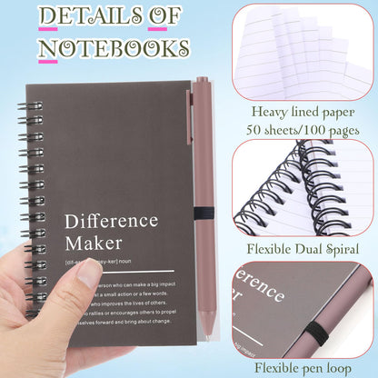 Marspark 10 Sets Difference Maker Gifts for Women Men, Employee Appreciation Gifts Bulk Inspirational Thank You Cup Motivational Notebooks with Pen for Team Teacher Coworker Office (Retro Color)