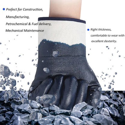 Blue Oil Gloves for Men,Large Oil Resistant Gloves for Fuel Haulers & Truck Drivers,Nitrile Coated Work Gloves 6 Pairs Bulk Pack