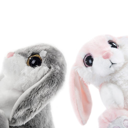 My OLi 2 Pack Easter Bunny Stuffed Animals 7 Inch Small Stuffed Bunny Soft Plush Rabbit Toys with Floppy Ears Bedtime Friend Soft Toy Easter Gifts for Kids Girls & Boys, Gray & Pink