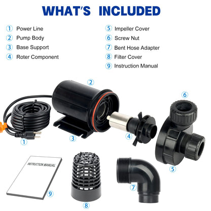 OYO WATER 2000GPH Pond Pumps Submersible Outdoor Inline Pump Pond High Head Water Pump for Garden Waterfall Fountain Water Circulation Pump for Koi Fish Pond