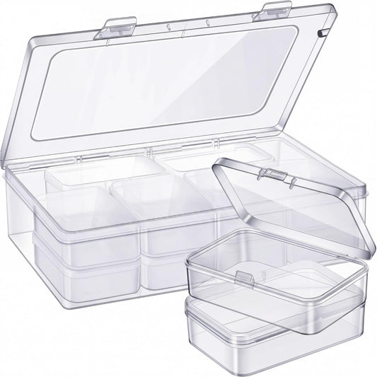 Blulu 13 Pieces Small Bead Organizers Plastic Bead Storage Containers with Lids Mini Clear Storage Cases Transparent Craft Boxes for Jewelry Diamonds DIY Art Craft Accessory(3.3 x 2.2 x 1 Inch)