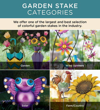 Regal Art & Gift Butterfly Flower Metal Garden Stake - Decorative Handcrafted Outdoor Metal Sculpture for Lawn, Patio & Garden Décor - Pink