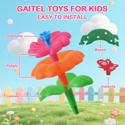 Gaitel Flower Garden Building Toys for 3-7 Year Old Girls - Best Birthday Gifts for Toddler Ages 3-5 5-7, Educational Kit with 120+ Pieces, Stacking Pretend Play Set for Preschool Kids