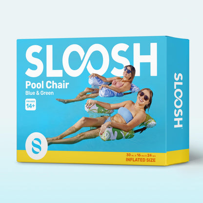 SLOOSH Inflatable Pool Floats Adult, 2 Packs Floating Lounge Chairs,Blow up Pool Noodles for Adult Heavy Duty,Floating Chair for Party Summer Water Beach Lake Fun,Summer Leaves-Green,Blue