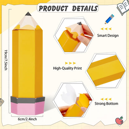 Feifeiya 24 Pcs Pencil Appreciation Gift Boxes for Teacher's Day Paper Pencil Treat Candy Favor Boxes Bulk for Thanks Teacher Classroom Party Favor Supplies (Yellow)