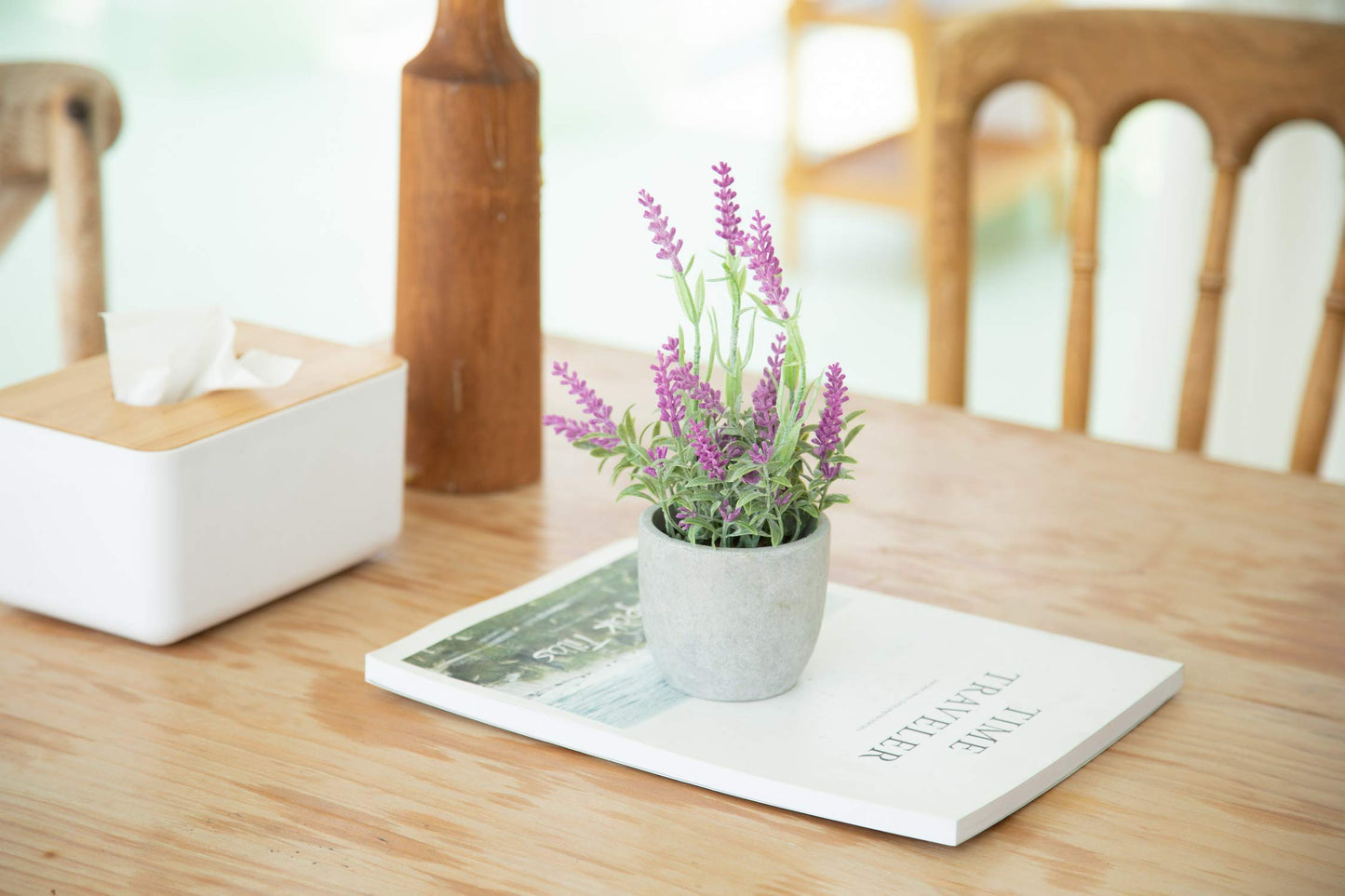 Velener Artificial Lavender Flowers(Pink/White/Purple), Small Fake Lavender Plants Pot Set of 3 - Faux Lavender Flowers for Farmhouse/Home