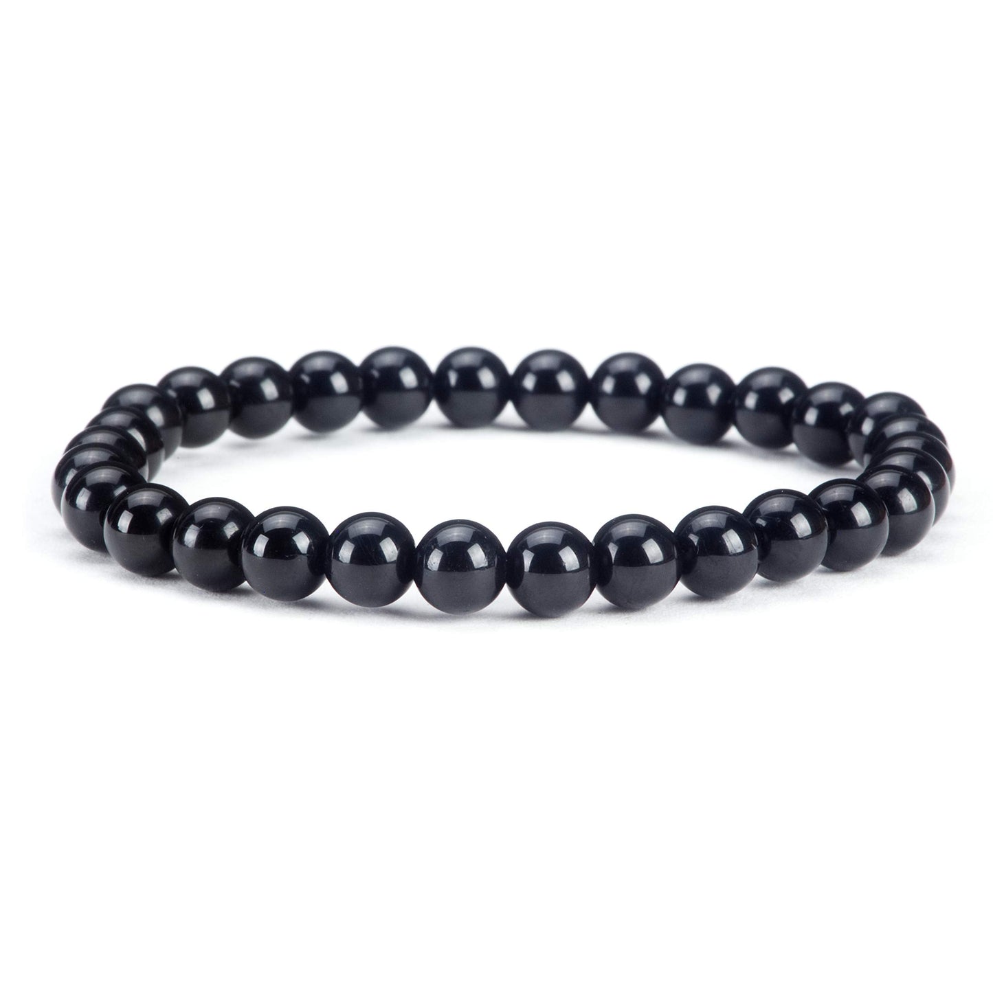 Cherry Tree Collection - Small, Medium, Large Sizes - Gemstone Beaded Bracelets For Women and Men - 6mm Round Beads (Black Tourmaline - Medium)