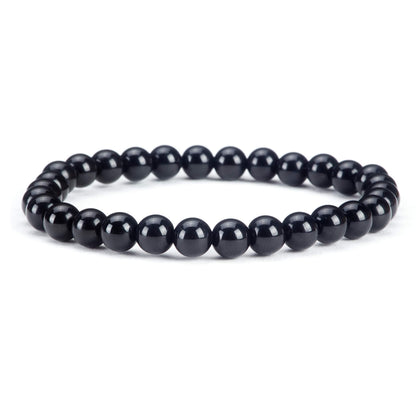 Cherry Tree Collection - Small, Medium, Large Sizes - Gemstone Beaded Bracelets For Women and Men - 6mm Round Beads (Black Tourmaline - Medium)