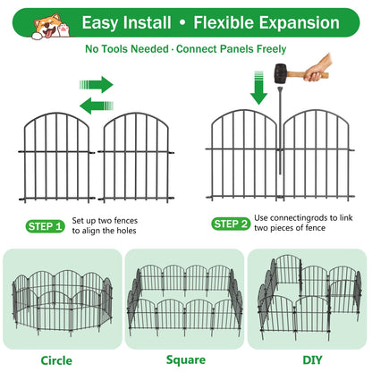 30 Pack Decorative Garden Fence Panels, 17in(H) x 31.5ft(L), Rustproof Metal No Dig Fence, Animal Barrier for Dogs & Rabbits, Anti Digging Fencing for Flower Bed Edging, Yard, Patio & Outdoor