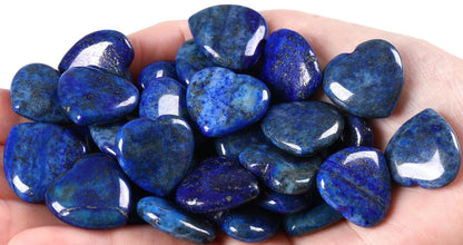 QINJIEJIE 20PCS Lapis Lazuli Heart Stones Crystals Bulk Love Shaped Worry Stone Heart Rock Pocket Gemstones Polished Palm Gems Crystal Reiki Balancing Wholesale Cute Stone Decor Gift