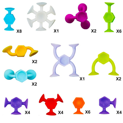 Toddler Bath Toys for Kids Ages 4-8，Suction Cup Fidget Spinner Baby, 42 pcs Suction Bathtub Toys for Toddlers 3-5, Starter Sticky Blocks for Bathtub, Sensory Toy for Kids 3 and Up
