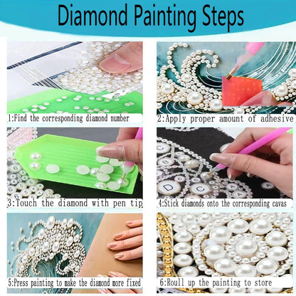 Sea Wave Special Shaped Diamond Art Painting Kits for Adults, Beach 5D Pearl Diamond Painting Kits for Adults Beginner,DIY Pearl Rhinestones Diamond Dots Painting for Home Wall Decor 12 x 16 Inch