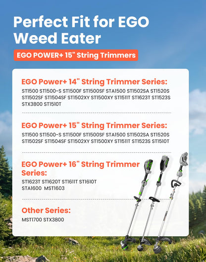 16 Pack AL2420PD Replacement Twisted Trimmer Line Compatible with All EGO 15-Inch String Trimmers Weed Eater, Dual Color Pre-Cut 0.095" 224Ft Weed Wacker String line for EGO Trimmers String