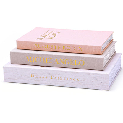 XKDOUS Set of 3 Linen Decorative Books with Gold Foil Cover Faux Book Storage Box for Coffee Table, Bathroom Shelf & Home Decor
