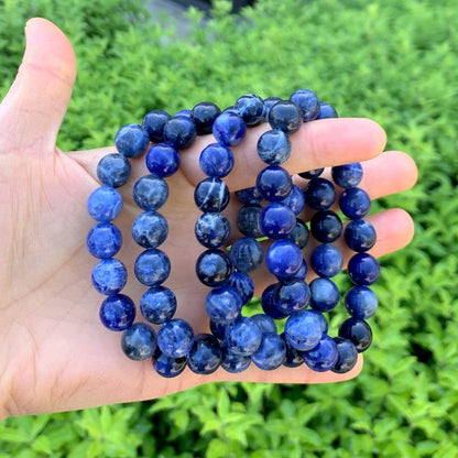 Adabele Real Natural Blue Sodalite Gemstone Beaded Bracelet 7 inch Stretch Chakra Healing Crystal Stone Women Mom Gift (Unisex) GB10-A47