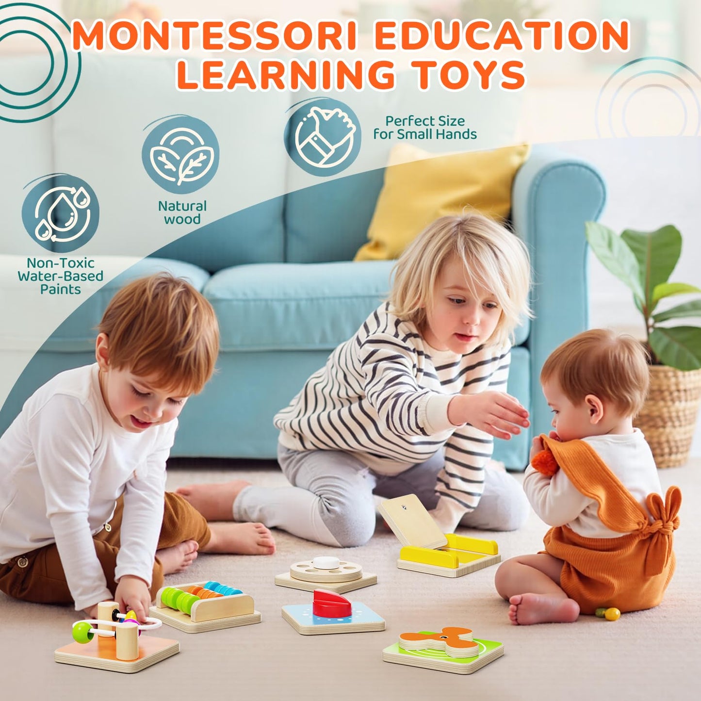 Paisure Montessori Busy Board for Toddlers 1-3, 6-in-1 Sensory Activity Cube, Fine Motor Skills Learning Toy with Bead Maze, Gears & Spinner, Quiet Travel Toy for 1 Year Old Boy and Girl Gifts
