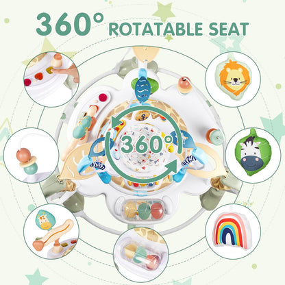 Furmubei Baby Activity Center, 3-in-1 Baby Jumper, Infant Activity Center with 360° Rotating Seat, Music, Lights, 3 Adjustable Heights, Infant Activity Jumper for 6+ Months JP2403