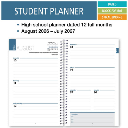 Elan Publishing Company Dated Student Planner for High School of College: Dated August 2026 - July 2027 (Black)