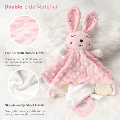 ZIGJOY Loveys for Babies Baby Security Blanket Soft Bunny Lovey for Girls Gifts Newborn Pink Lovie for Infant and Toddler, Rabbit
