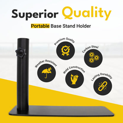 Flagpole Tire Mount Stand - Holds up to 1.5” Telescopic Poles - Portable Metal Wheel Base for Car RV Truck Vehicle - Includes Storage Bag, Cleaning Cloth and Spare Torque Screw