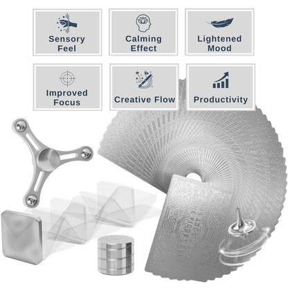 The Fidget Set Classic Edition Metal Fidget Toys for Adults with Anxiety, ADHD Tools for Adults | Office Desktop Gifts for Him