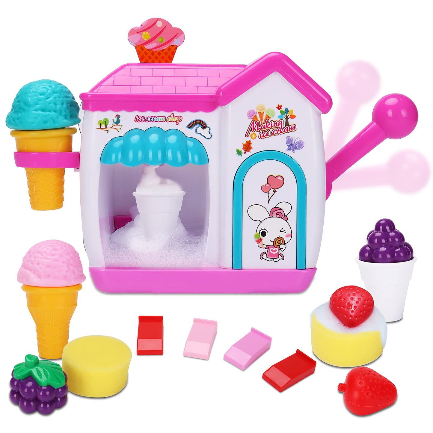AugToy Bath Toys for Toddlers 3-5 Years, Ice Cream Foam Maker Bath Toys for Kids Ages 4-8, Bubble Pretend Cake Play Set Bathtub Water Toys Age 3 4 5 Year Old Girls Boys Holiday Birthday Gifts Idea