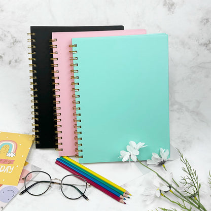 Ouzoustate Blank Spiral Notebook B5 Black Hardcover Sketch Book -7.48" X 10.18" 4 Pack unlined Journal for Drawing,160 Pages 100GSM Thick Paper for Note Taking School Office