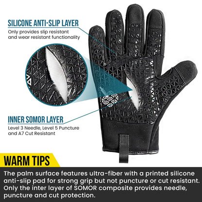 TAILI Level 3 Needle, Level 5 Puncture Resistant Work Gloves for Gardening, Touchscreen, Breathable, Grip Enhanced A7 Cut Resistant Safety Gloves, Black, Small (S), 1 Pair