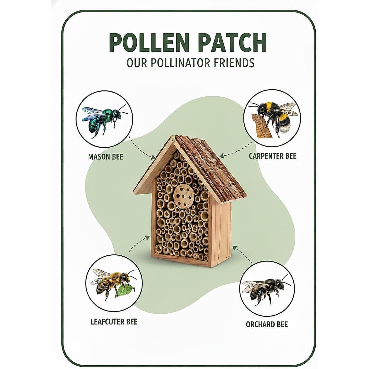 Redwood Mason Bee House - Solitary Bee Hotel & Wooden Pollinator House | Leafcutter Bee Hive with Easy-Hang Jute Rope | Weatherproof Insect Hotel & Outdoor Garden Decor for Pollinators