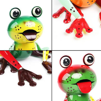 Cruis Cuka Metal Garden Decor Yard Art for Outside Set of 2 Cute Frogs Lawn Patio Ornaments Backyard Decorations Garden Gifts - (Yellow,Green)