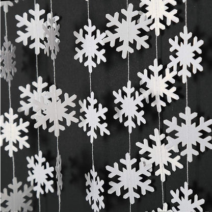 Cheerland Clearance Winter Wonderland Decorations White Snowflake Garland Hanging Paper Snowflakes Decor Snow Flake Streamer for Birthday Holiday Baby Shower Office Classroom January Party Supplies