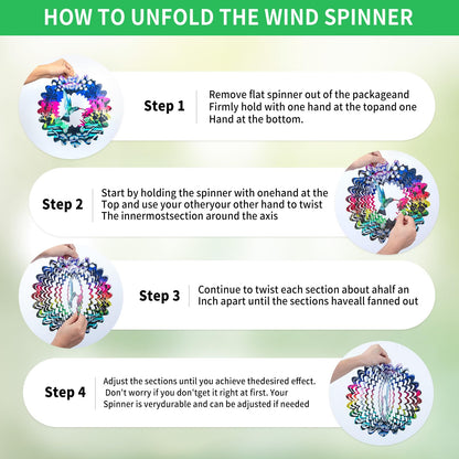 Hummingbird Wind Spinner - 3D Kinetic Metal Wind Spinner - Garden & Yard Decor Outdoor/Indoor Decoration, Dynamic Art Hanging Sculpture for Women Mom Men, Dad, Grandma