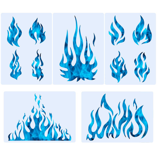 5 Sheets Flame Stencil Airbrush Flame Fire Stencil Fire Reusable Templates Painting Decor Template for Arts Window Wall Crafts Painting Decorations(11.7 x 8.3 Inch)